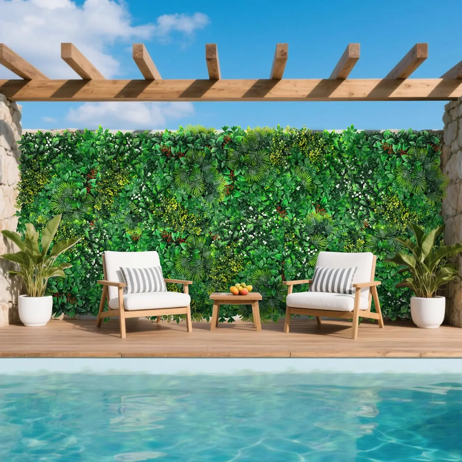 Indoor & Outdoor Garden, Birthday & Wedding Artificial Grass Wall Panels, Tropical Green, Privacy Screen