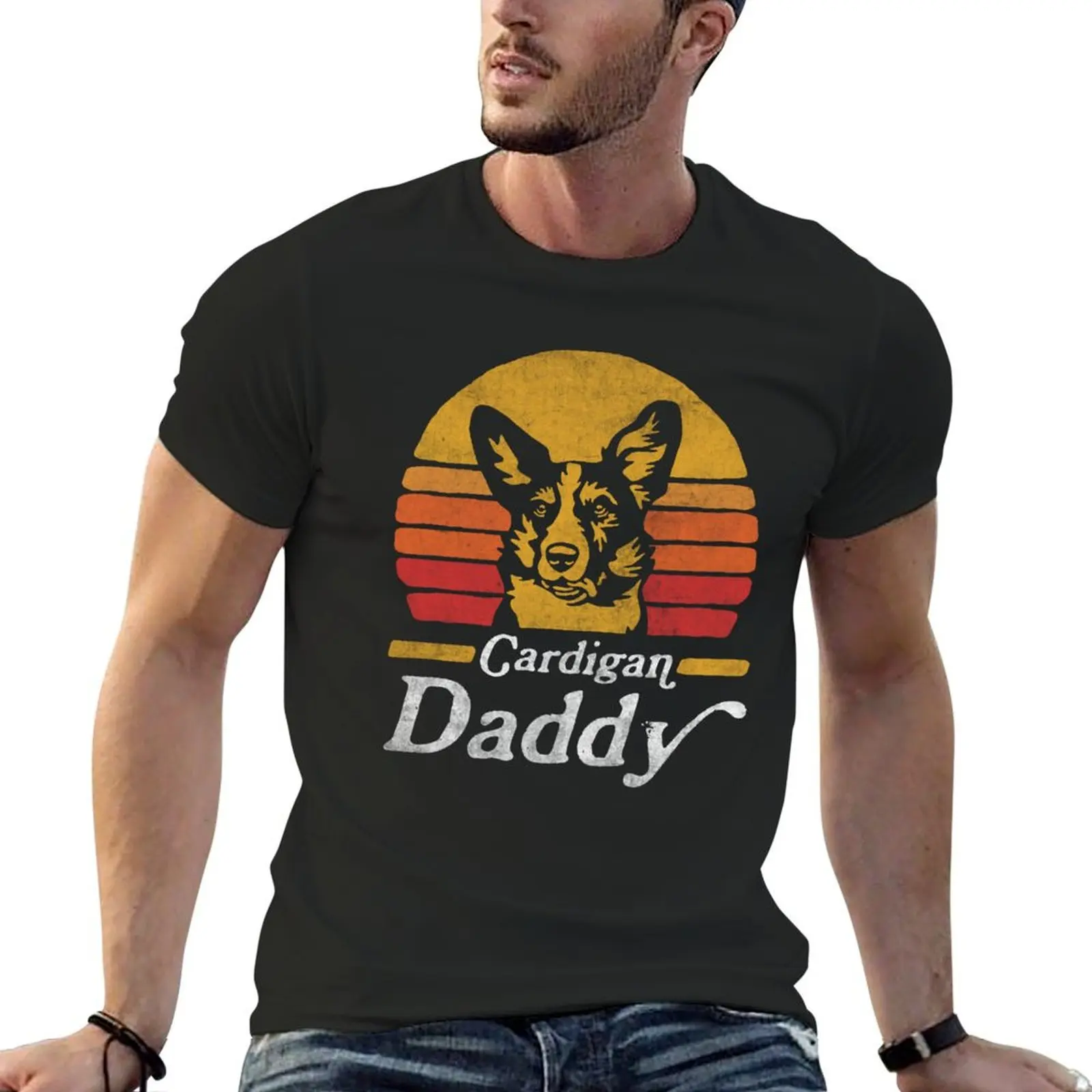 

Retro Vintage Cardigan Welsh Corgi Daddy T-Shirt plus sizes korean fashion anime t shirts mens graphic t-shirts anime