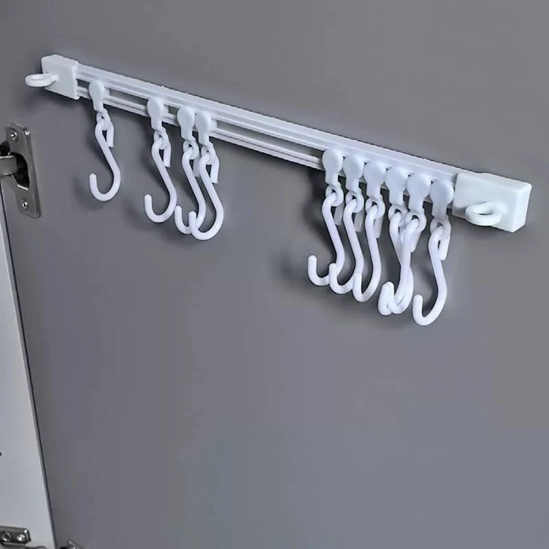 Kitchen Storage Rack Non-perforated shelves Wall Mounted with Movable hook Spoon Holder Organizer Kitchen Utensil Accessories