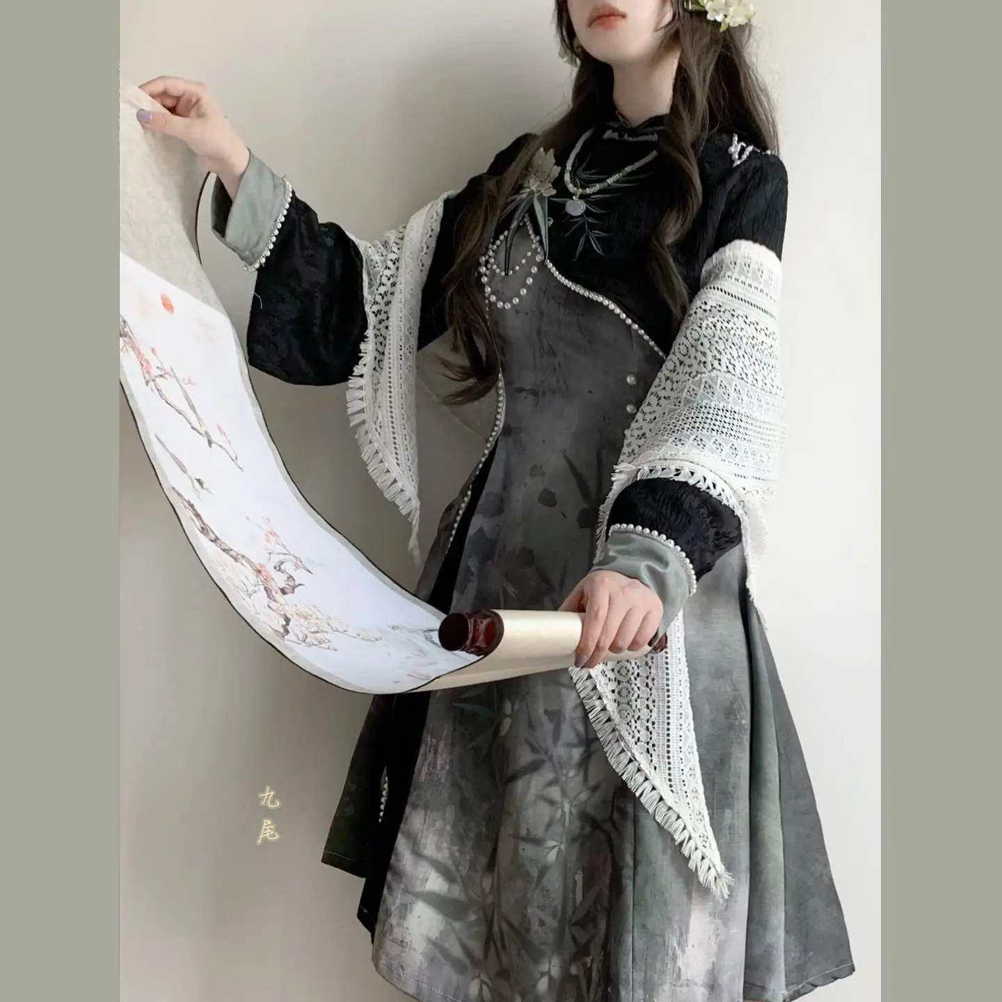Japan Hanfu Autumn Improved New Chinese Style Chinese Suspender Skirt And Shawl Suit