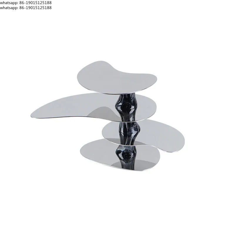 luxury stainless steel four-leaf tray jewelry ornament model room living room dining table home desktop creative decoration