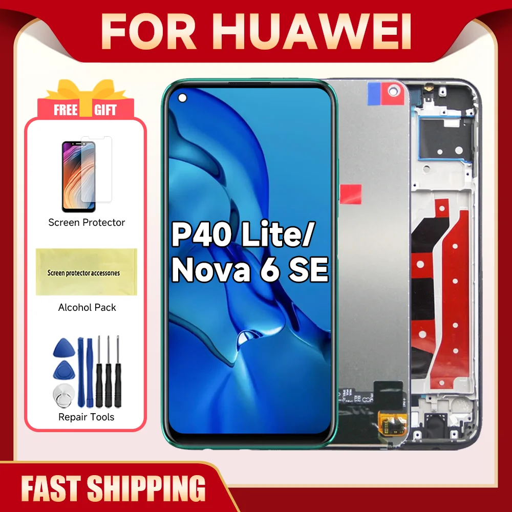 For HUAWEI P40 Lite 6.4''For Nova 7i Nova 5i Nova 6 SE JNY-LX1 LCD Display Touch Screen Digitizer Assembly Replacement