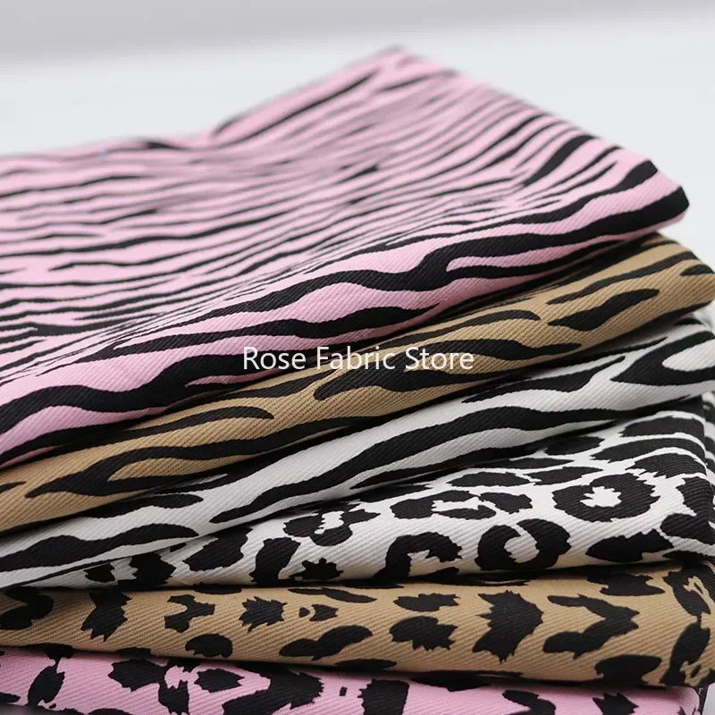 1 Meter Leopard Cotton Twill Printed Fabric Sewing Jacket Skirt Blazer Fashion Animal Pattern Fabrics Garment Telas fabric