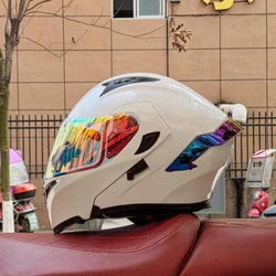 ORZ kask motocyklowy Unisex kaski motocyklowe modułowe z pełna twarz kask wyścigowy podwójnymi wizjerami z aprobatą punktową