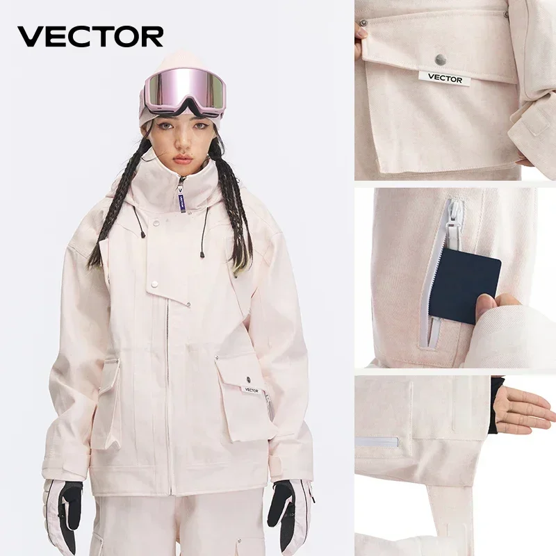 VECTOR Cowboy Ski Jacket Women Man Fashion Ski Jacket Thickened Thermal Insulation Waterproof Windproof Equipment Sport