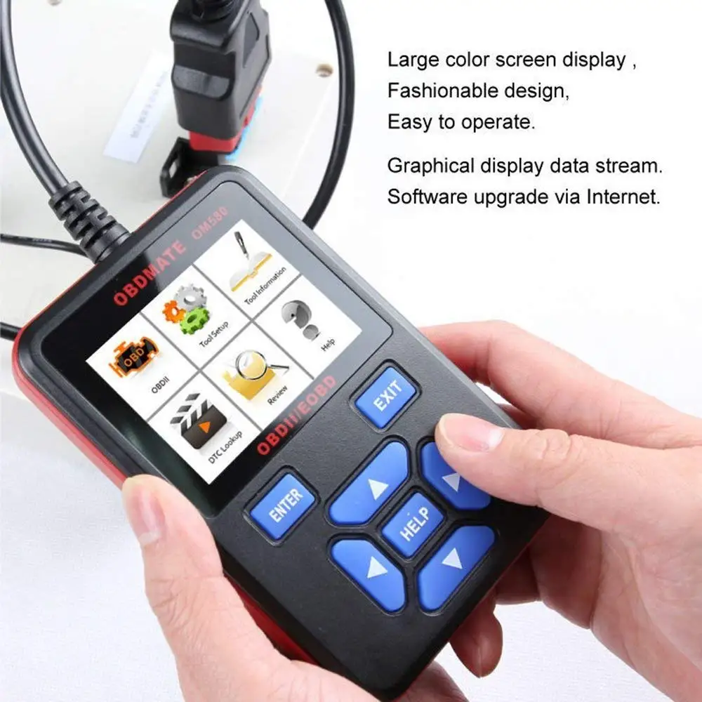 Multi-language OBDMATE OM580 CAN OBD2 OBDII EOBD Engine Code Reader Hand-held Tester Scanner Auto Vehicle Diagnostic Scan Tool