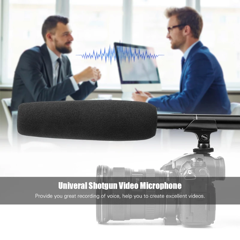 Handheld Interview Microphone Cardioid Condenser Shotgun Microphones Professional Recording Mic with Bracket for DSLR DV Camera