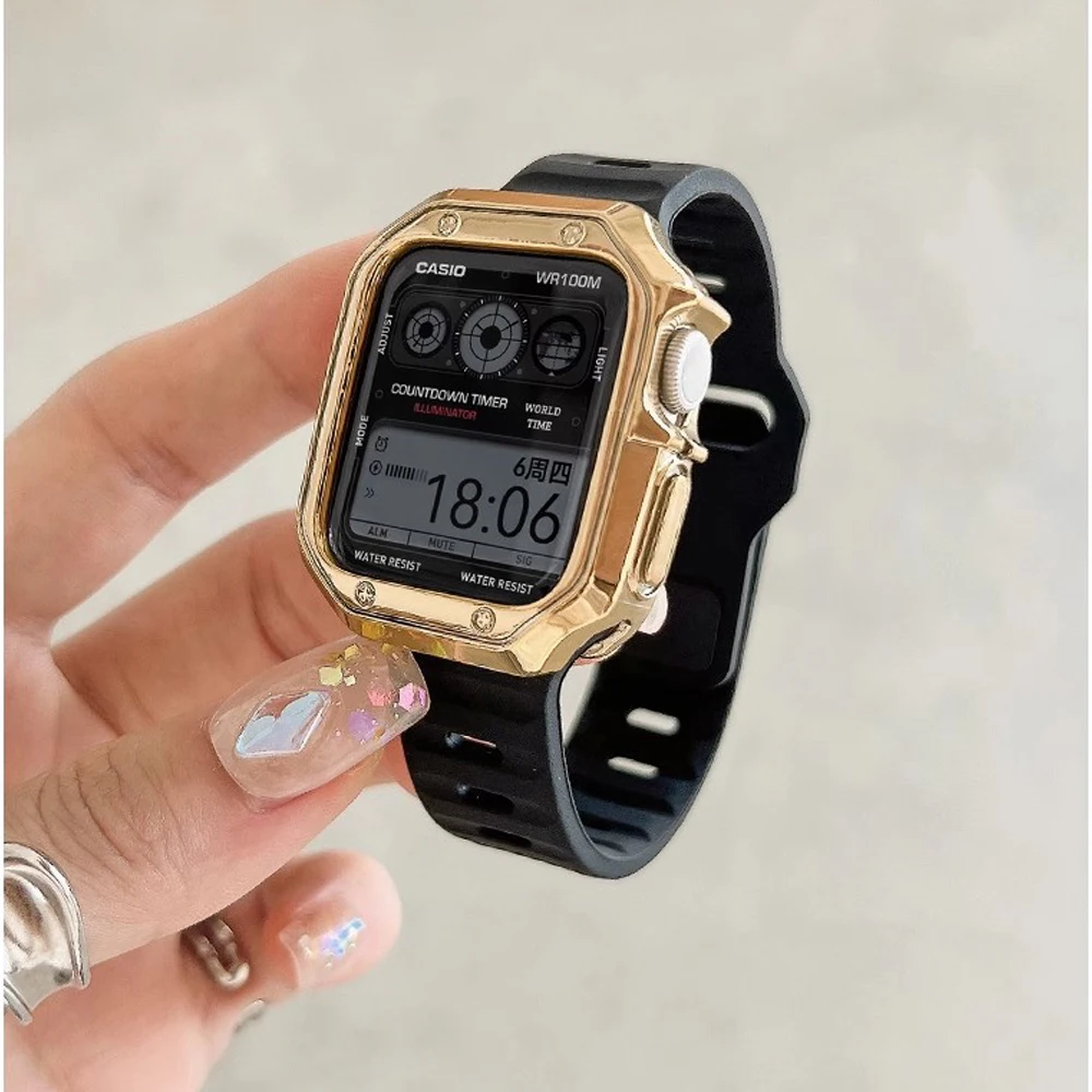 Custodia + cinturino per cinturino Apple Watch Ultra 2 49mm bracciale sportivo in Silicone colorato per Apple Watch 38/40/41mm accessori per Cover