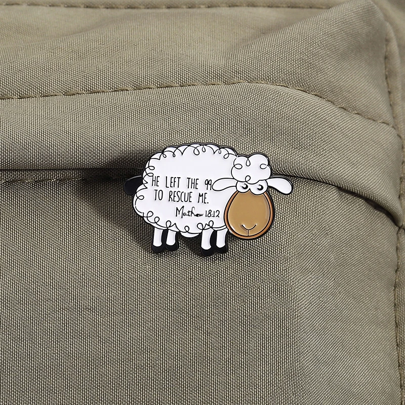 He Left The 99 To Rescue Me Sheep Enamel Pins Cartoon Funny Cartoon Lamb Brooches Accessories Backpack Clothes Jewelry for Gift