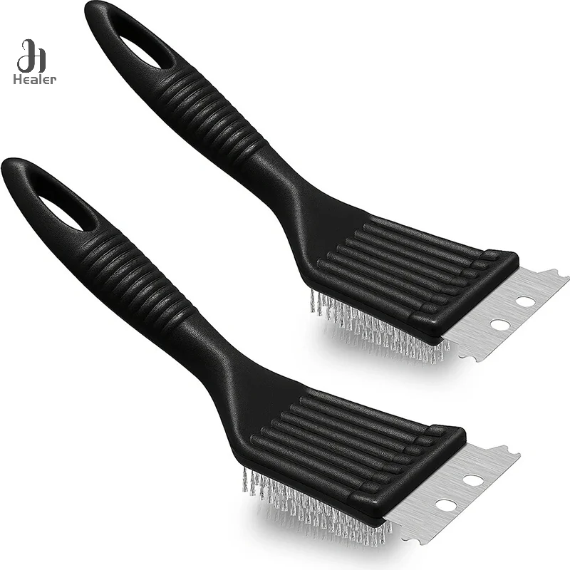 1pc BBQ Grill Cleaning Brush Barbecue Brush Cleaning Tools Stainless Steel Wire Scraper Outdoor Home BBQ Accessories