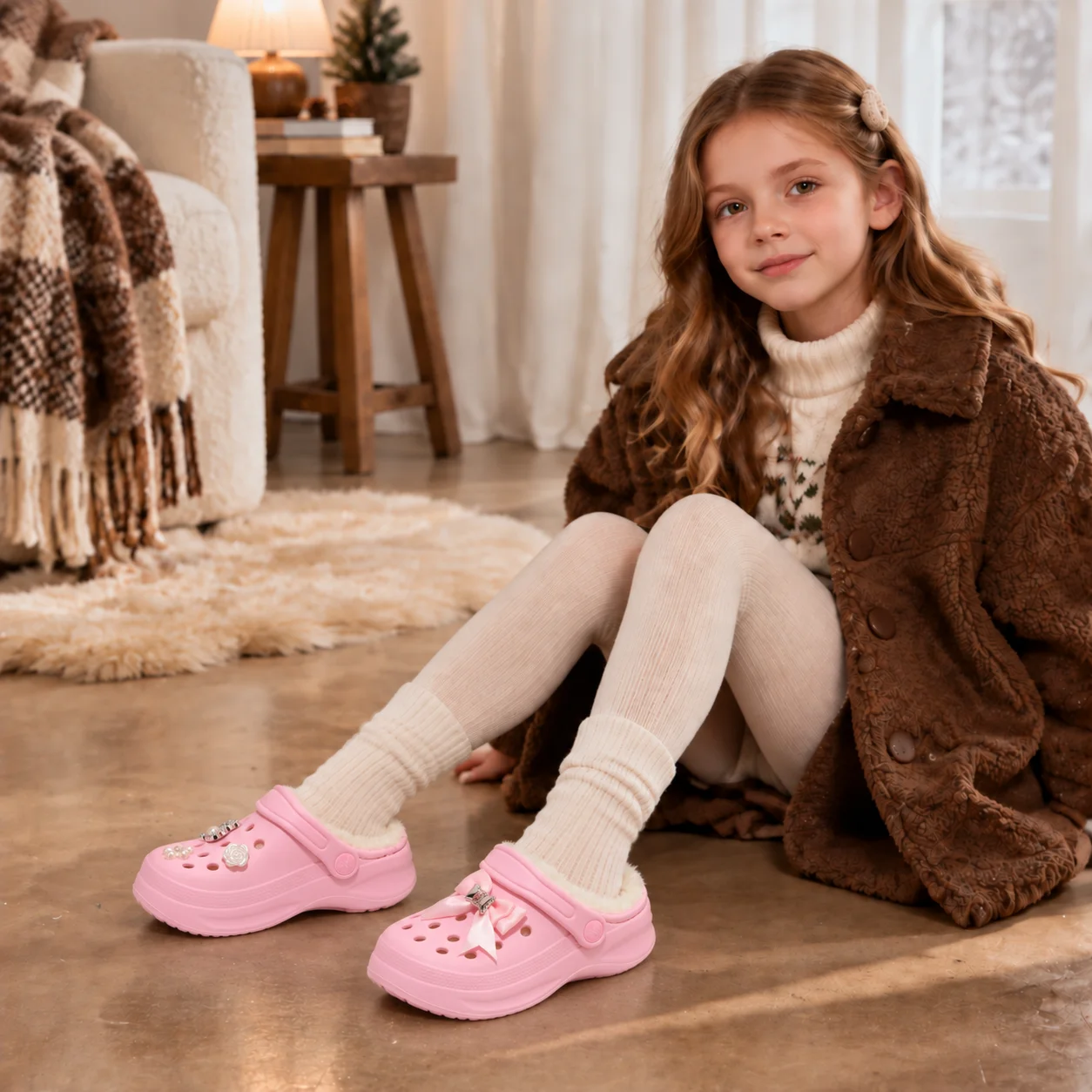 Kinder-Clogs und -Mules mit Fellfutter, leichte Garten-Schuhe mit Baumwollfutter, warme Hausschuhe für Jungen, Mädchen und Kleinkinder, 168. – Detail 19