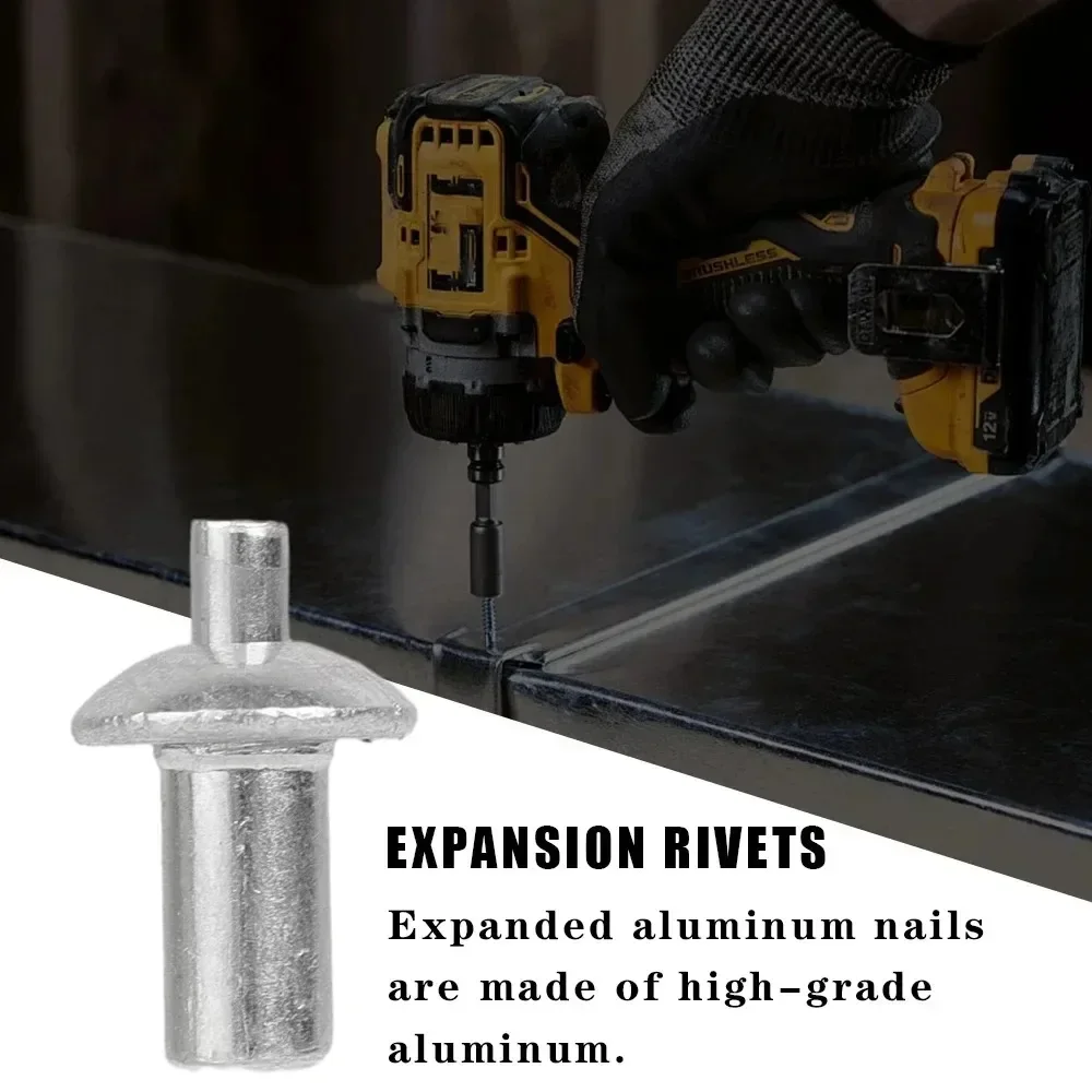 100/10Pcs Hammer Drive Expansion Rivets Expansion Aluminum Nail Head Piercing Knock Type Small Tapping Screws Fasteners Rivet