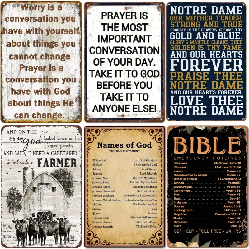 ملصق عتيق من القصدير المعدني عزيزي الله مزمور الكتاب المقدس علامات القصدير المعدنية الملصقات لوحة ديكور المنزل الديني لنوادي المقهى والكنيسة المنزلية #2