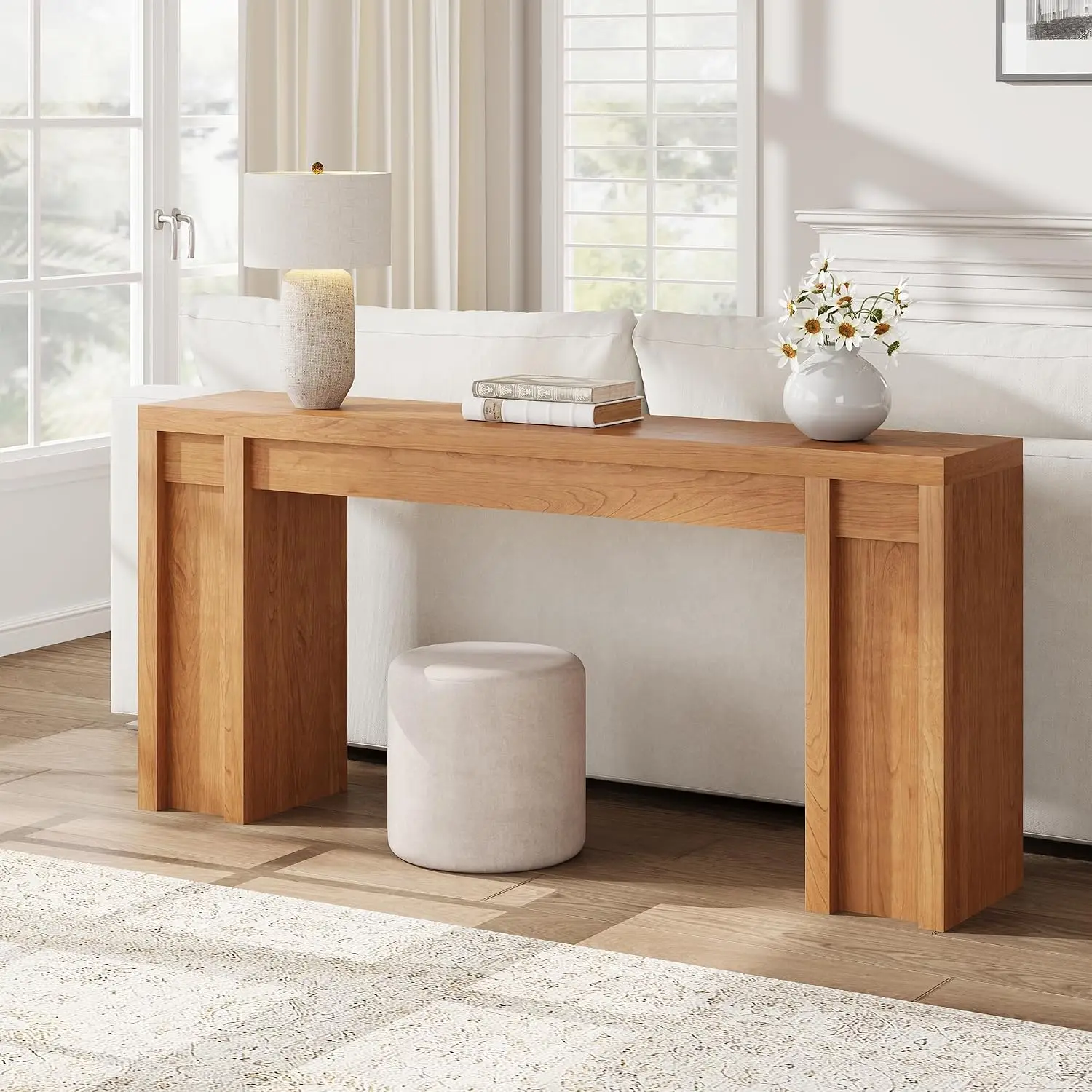 70.9 in Long Entryway Table, Wooden Farmhouse Console Table Below Mounted TV, Thick Sofa Table Behind Couch Tables, Customized