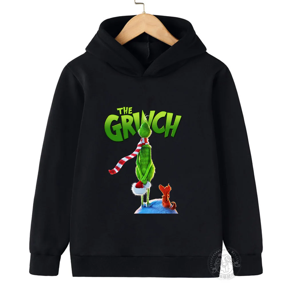 Disney Grinch printed children\'s clothing 3-14 years old boys and girls clothing street casual outdoor sports warm sweatshirt