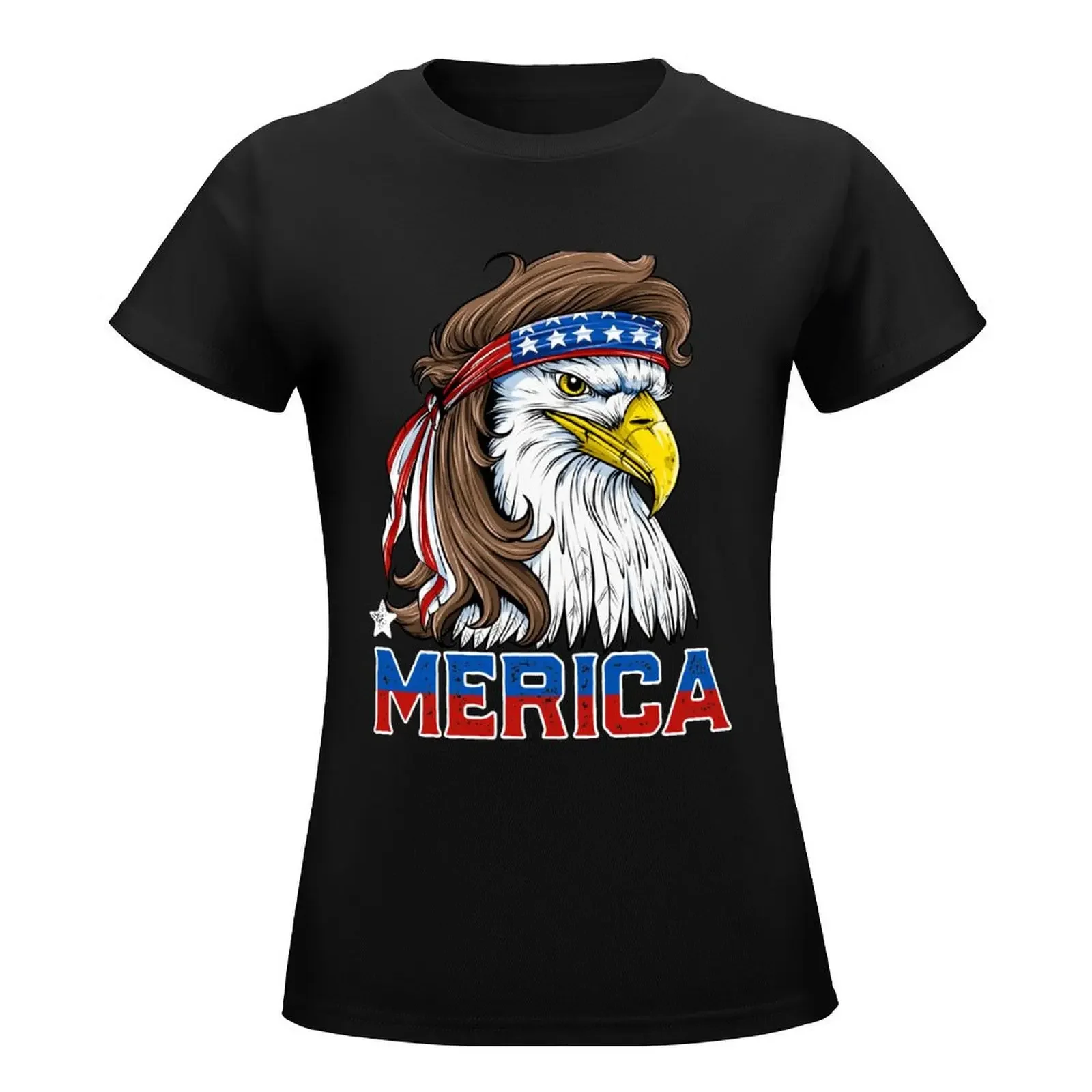 Eagle Mullet T Shirt 4th of July American Flag Merica USA T-Shirt Aesthetic clothing female cute tops clothes for Women