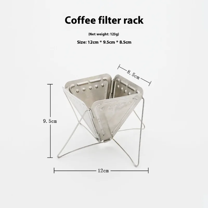 من الفولاذ المقاوم للصدأ قابل للطي لصب فوق فلتر القهوة، منقط محمول مع حامل للتخييم والمشي لمسافات طويلة والسفر والاستخدام في الهواء الطلق