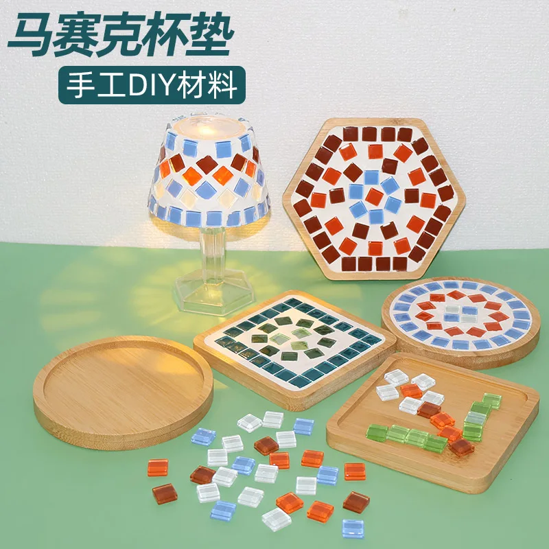 Best Handmade creative Mosaic coaster diy nightlight material materials group building stall insulated coaster