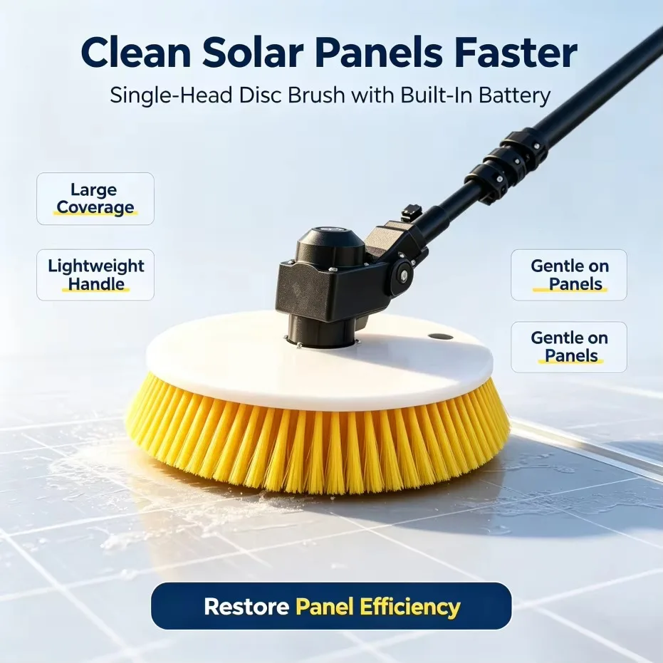 Rotating Disc Brushes 3.5m to 7.5m Telescopic Cleaning Tools Battery Power Solar Panel Cleaning Brush Water Fed Rotating