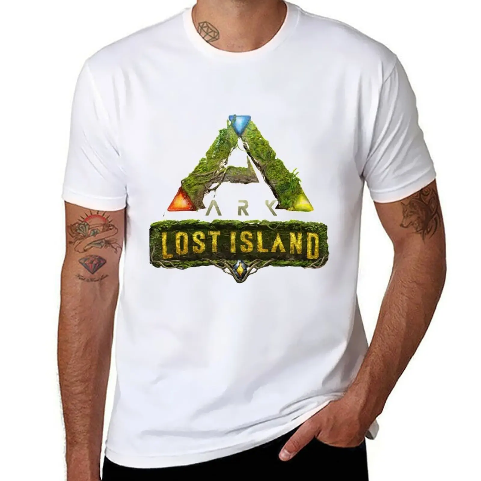 Camiseta ARK Survival Evolved Lost Island para hombre, camiseta de diseñador para hombre, Camiseta de algodón pesado