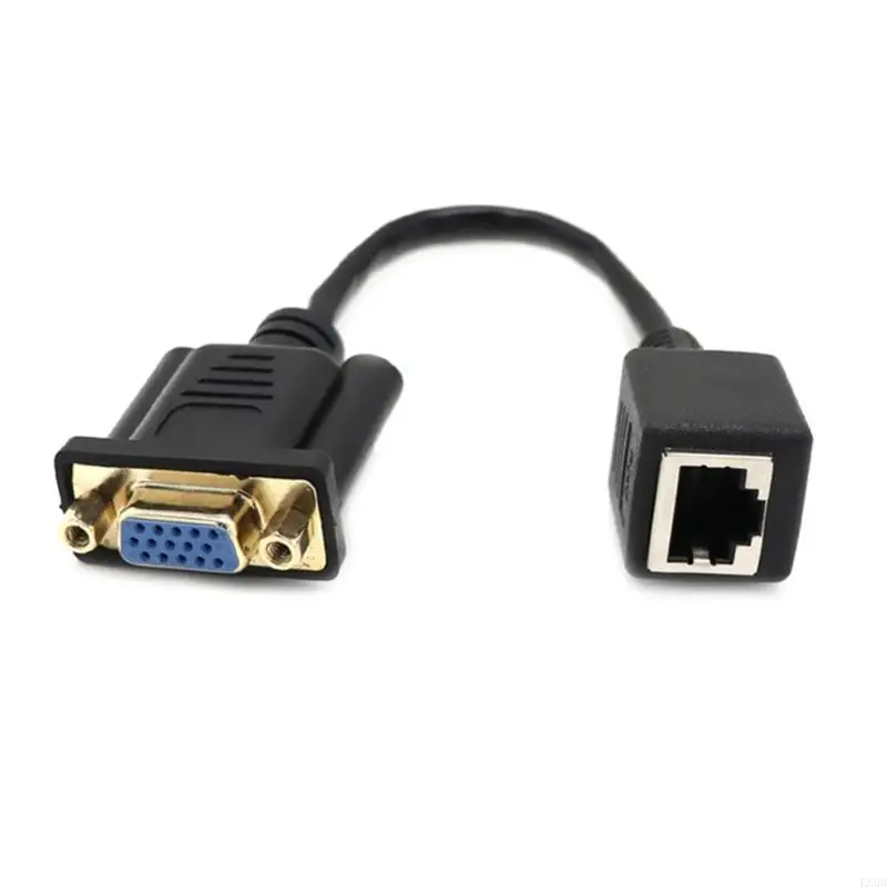 LX0B 15cm VGA to RJ45 Adapter Cable Extender Wire Line VGA Over Long Distances