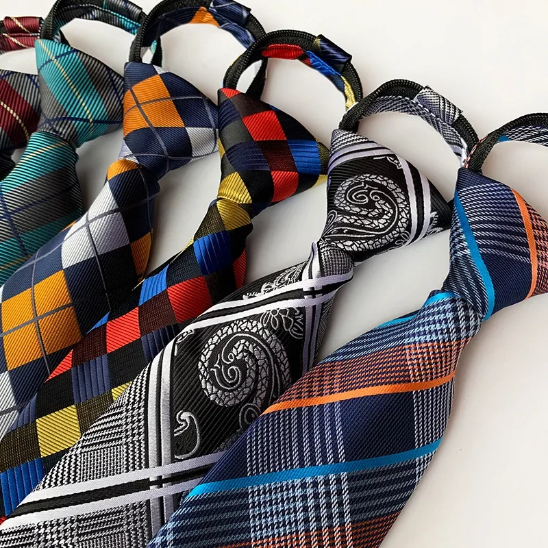 Hot selling 8cm polyester men's zippered tie in stock supply