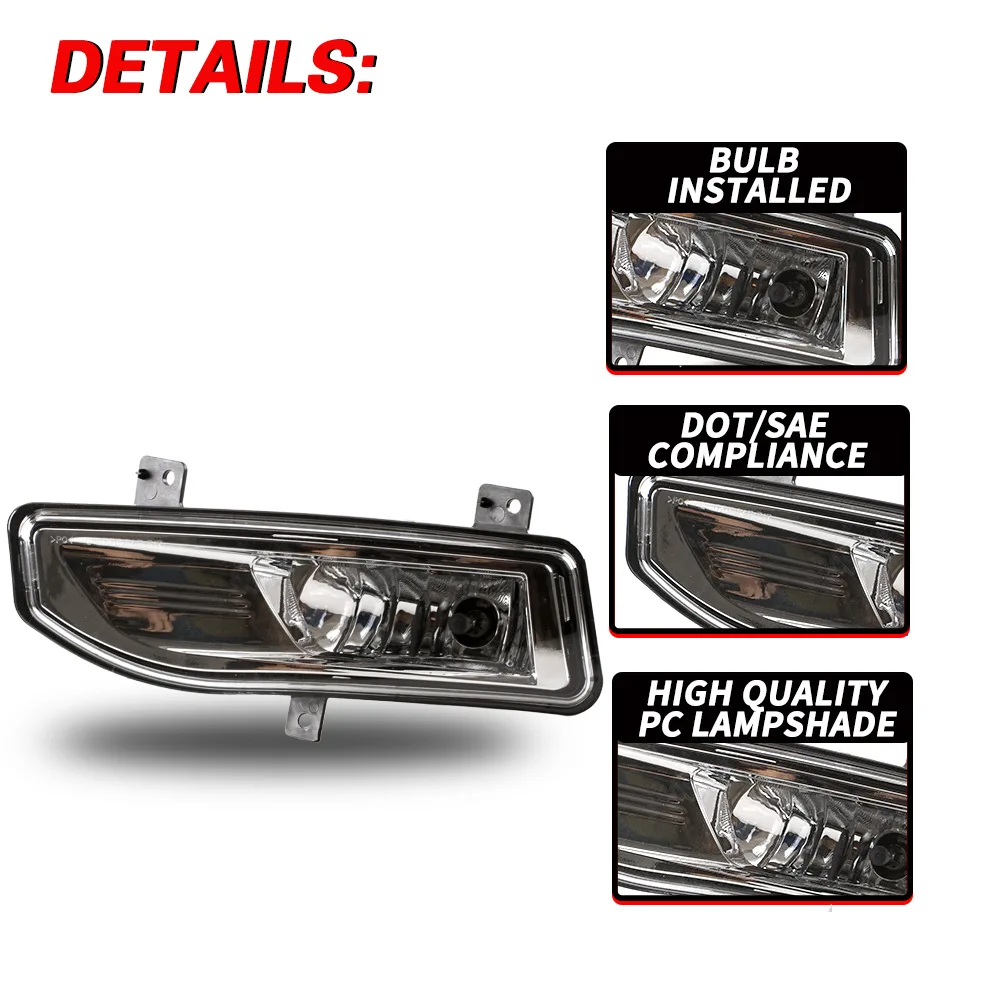 2 pcs Fog Lights for Nissan X-Trail Rogue Kicks Qashqai Sentra 2017 2018 2019 2020 Halogen Fog Light Front bumper Fog Lamp