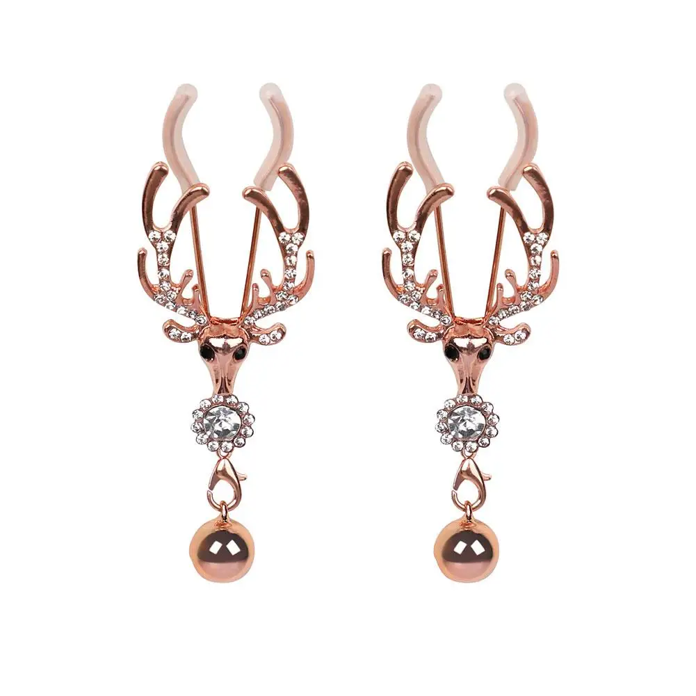Abrazadera ajustable para pezones y clítoris para mujer, con estimulador de campana, Clips para pezones de Metal de oro rosa, sujeción de Bondage para pechos, juguete sexual esclavo