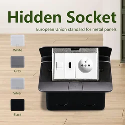 Desktop Sockets Pop Up Hidden Table Socket with Multifunctional Plug Floor Outlet EU FR AU US UK Universal Standard Module White