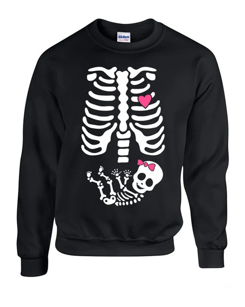 Skeleton Baby Girl Halloween Sweater Crewneck Sweatshirt Gift Mother Pregnant Pregnancy Infant Shower Funny cotton Streetwear