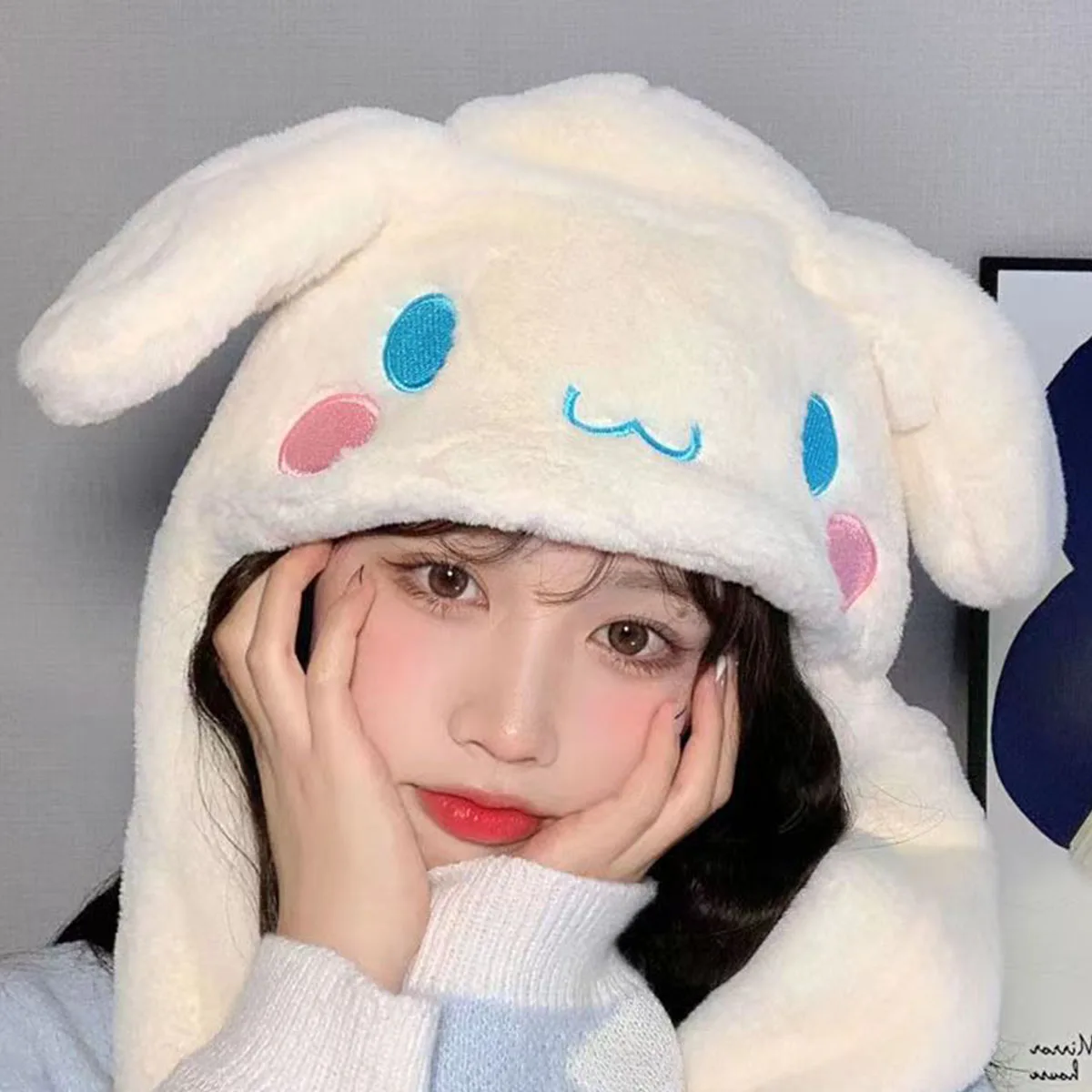 

Шапка sanrio в мультяшном стиле Cinnamoroll Kuromi, зимняя теплая шапка, шарф, Детский плюшевый шарф, шапка, Рождественская игрушка для девочек, подарок на Хэллоуин