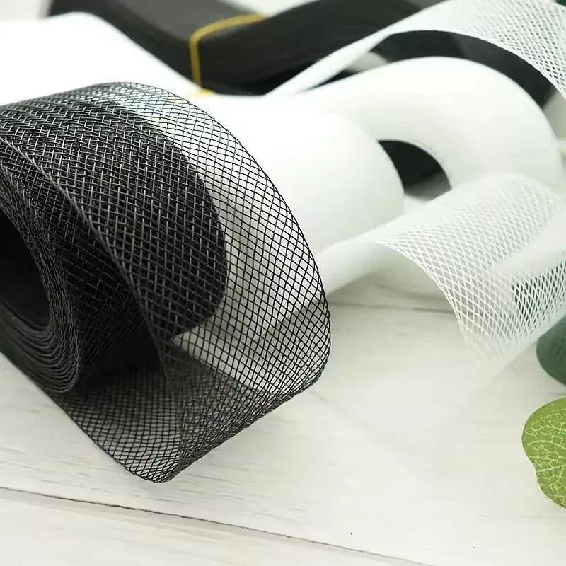 Soft Polyester Mesh Ribbon Flat Plain Crinolines Braid With Horsehair Fabric For Hats Craft Wedding Dress view 2