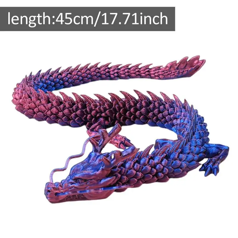 3D Printed Dragon For Fish Tank 17.72in Realistic Articulated Ancient Chinese Dragon With Poseable Joints For Home Decoration