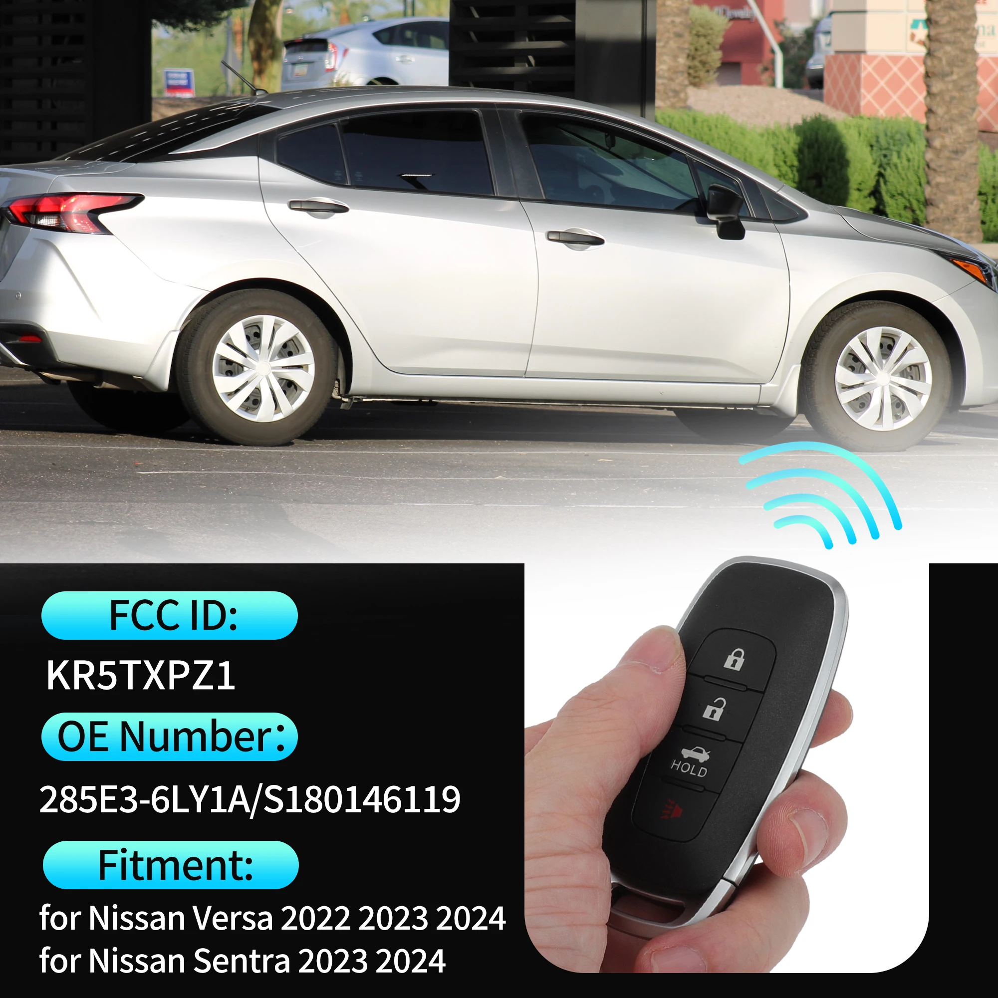 

UXCELL KR5TXPZ1 433MHz Keyless Entry Remote Key Fob for Nissan Versa 2022 2023 2024