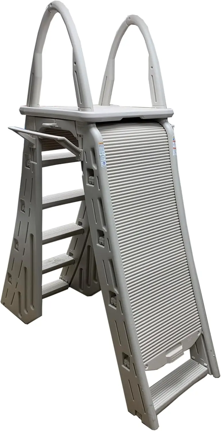 Confer Plastics 7200 Roll Guard 48" to 56" Adjustable A Frame Safety Ladder for Above Ground Outdoor Patio Swimming Pool image 2