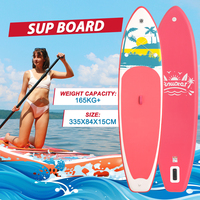 FunWater 335CM Pink Sup Board Inflatable Surfboard Stand Up Paddle Board Complete Inflatable Sup PaddleBoard with Accessories