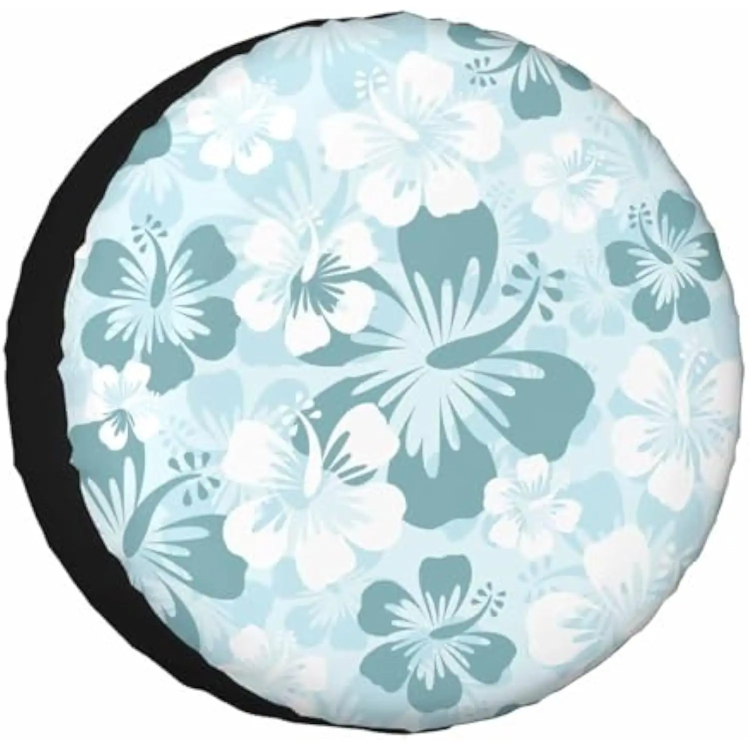 

Чехол для запасного колеса с цветочным принтом гибискуса, светло-зеленый и белый, защита колес, прочный полиэстер, внедорожник, прицеп для автофургонов