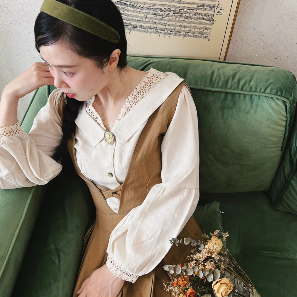 

Женская свободная блузка с кружевным дизайном, художественный топ с дышащим длинным рукавом и отложным воротником, осенняя модная повседневная женская блузка