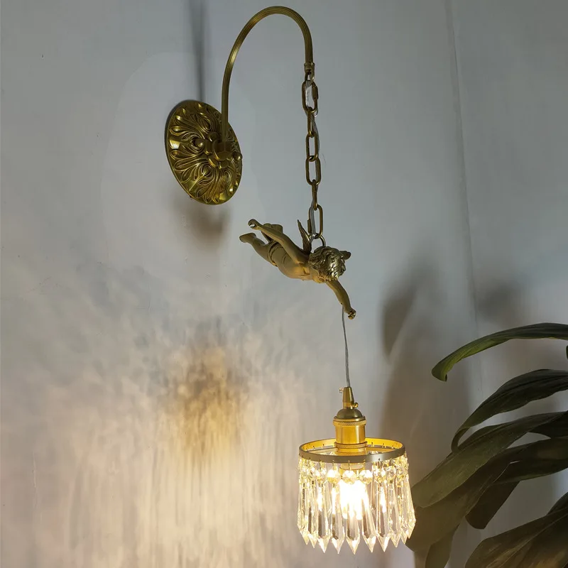 

American court full copper French living room angel crystal bed