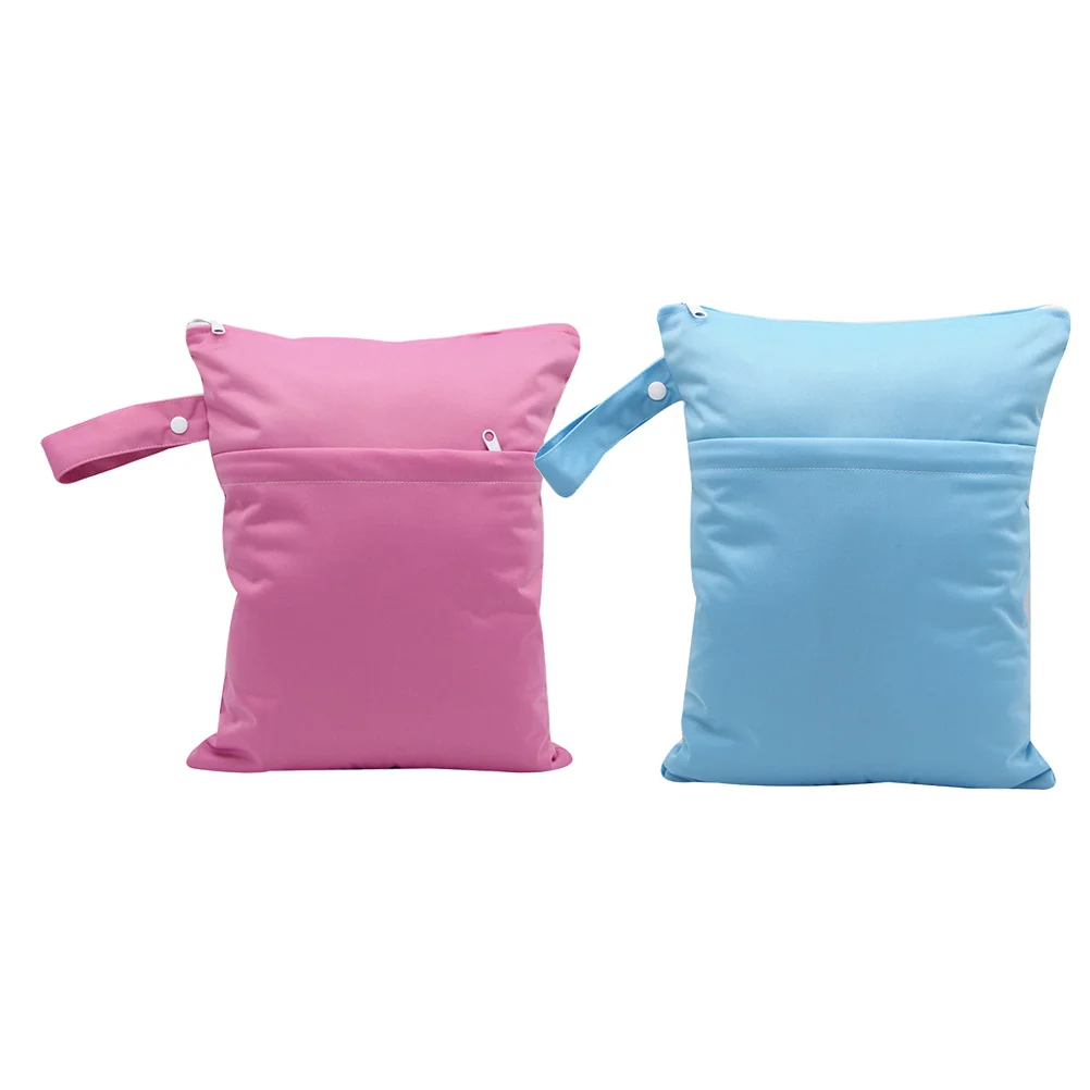 

2Pcs Diaper Wet Dry Bags Two Zippers Multi-Function Waterproof Baby Storage Bag Travel Diaper Bag Wet Bags for Baby