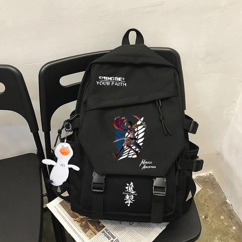 Anime Shingeki no Kyojin nylonowy plecak Kawaii dziewczyny chłopcy studenci tornister Cartoon torby na ramię na laptopa modne Bookbags