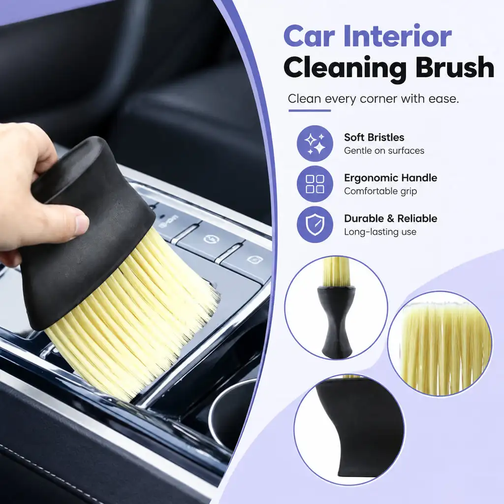 1/2PCS Car Interior Cleaning Brush With Soft Bristles Ergonomic Handle For Dashboard Air Vent Console And Detail Cleaning