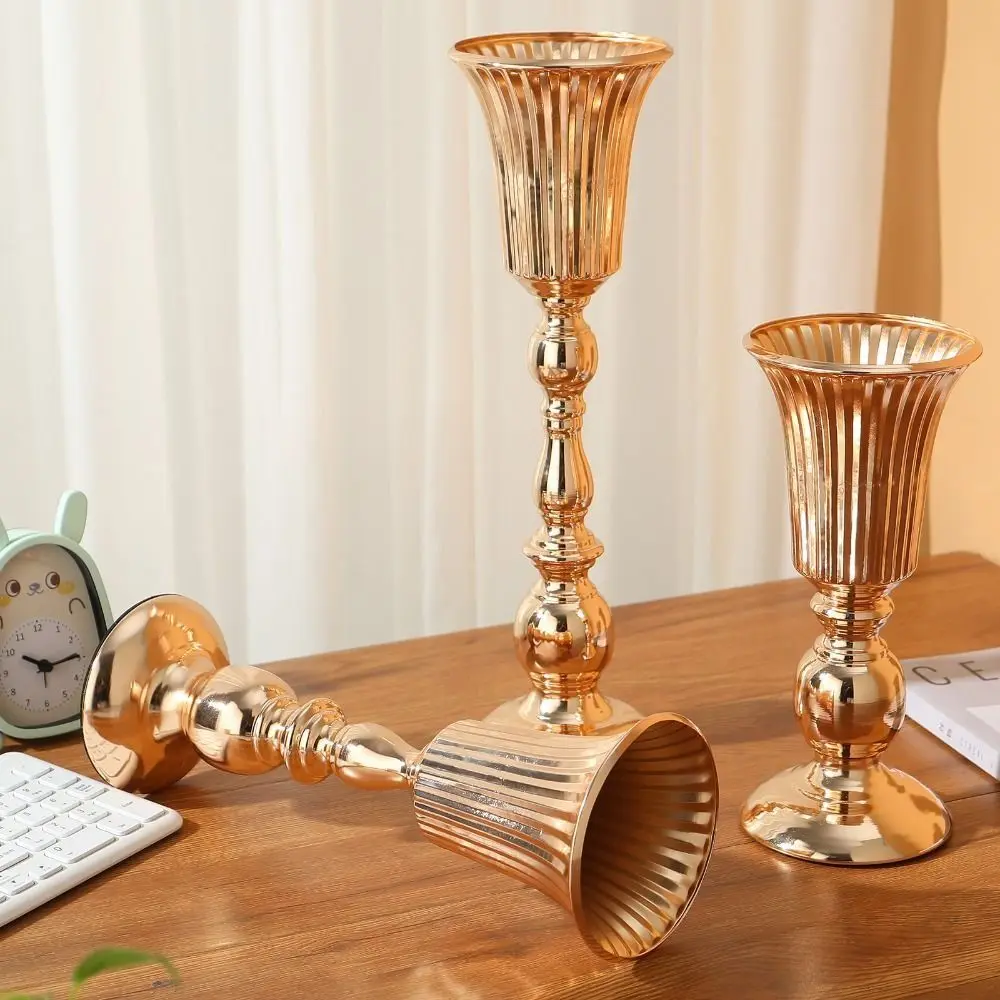 European Style Wrought Iron Gold Iron Vase FIower Art Golden Wedding Photo Props Anti-fall Simulated Flower Holders Living Room