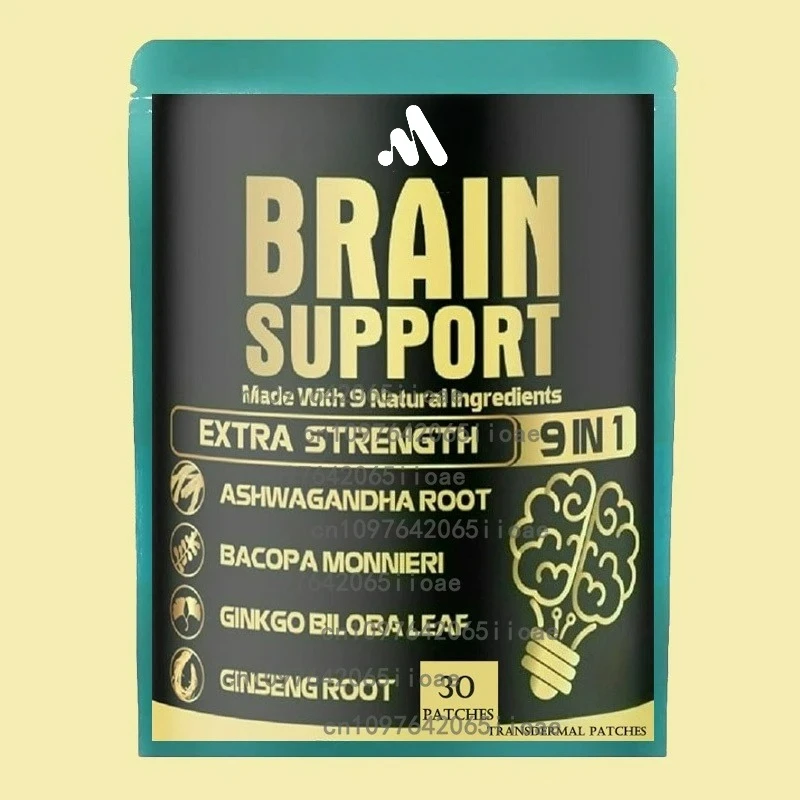 

30 патчей Прозрачные патчи для поддержки мозга 9 в 1 с корнем Ашавандаха, Готу Кола Фокус, усилитель памяти и энергии