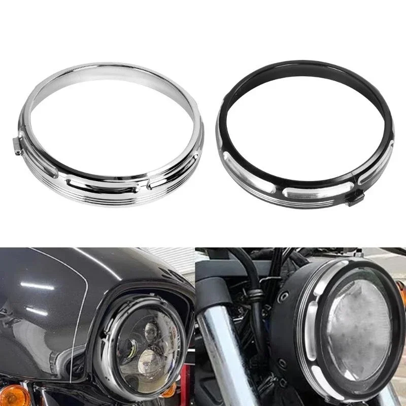 

Aluminum 7 Inch Headlight Protector easy installs Headlamp Trim easy installs Headlight Cover Quick Fixing for Bikes