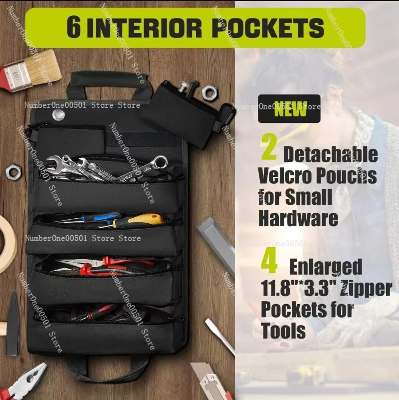 Car Hardware Kit Portable Electrician Kit Roll-up Electrician, Woodworking Storage