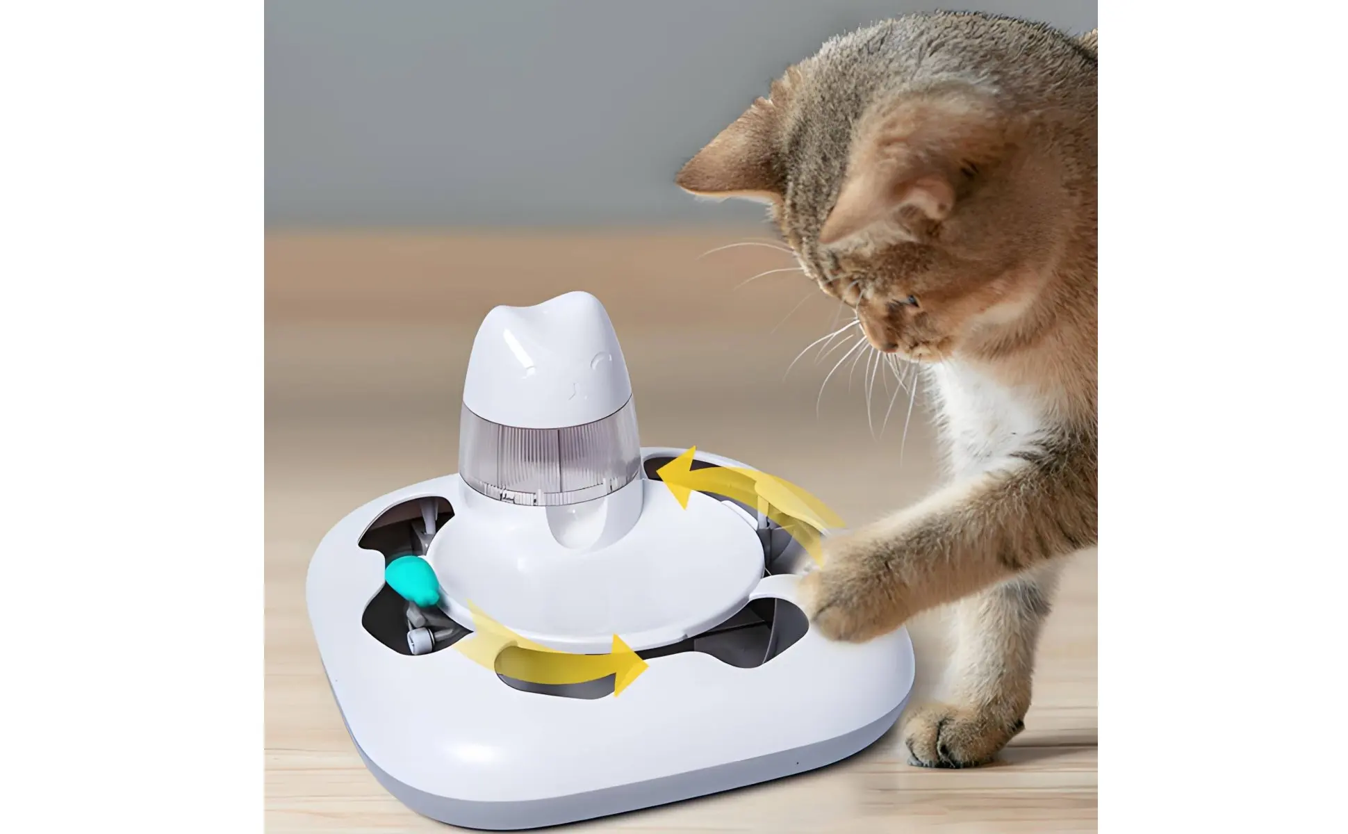 Cat Hunting Game Machine Interactive Play Automatic Cat Toy Electronic Pet Treat Dispenser Random Movement Anti-Rollover Design