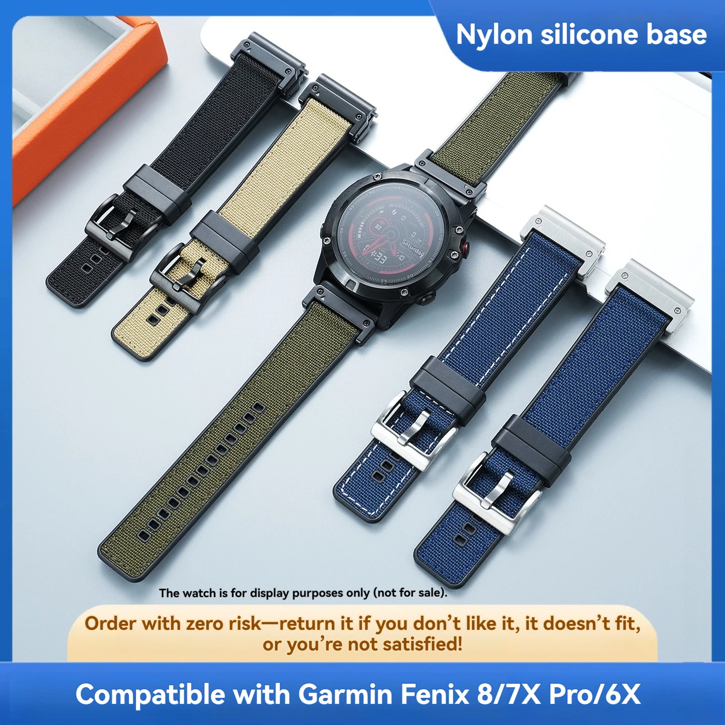 garminナイロンシリコンストラップfenix7x-fenix6x-forerunner935-945-955-enduro-2-3-thai-railway-tactix7クイックリリースに適しています。
