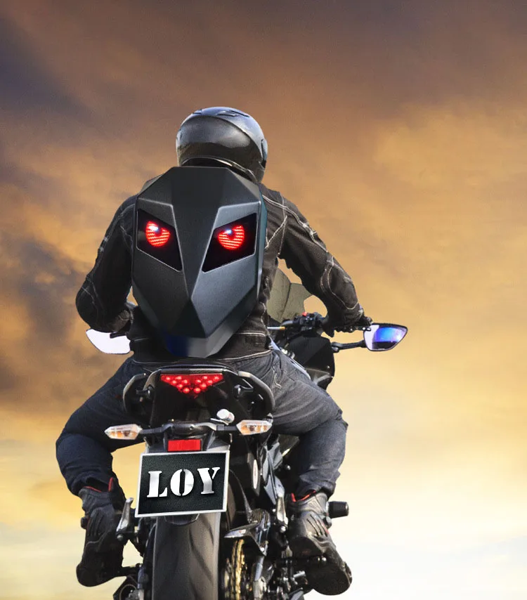 Black Mask Geometrically Scalable LED Knight Motorcycle Riding Backpack Luminous Helmet Motorcycle Full Helmet Backpack