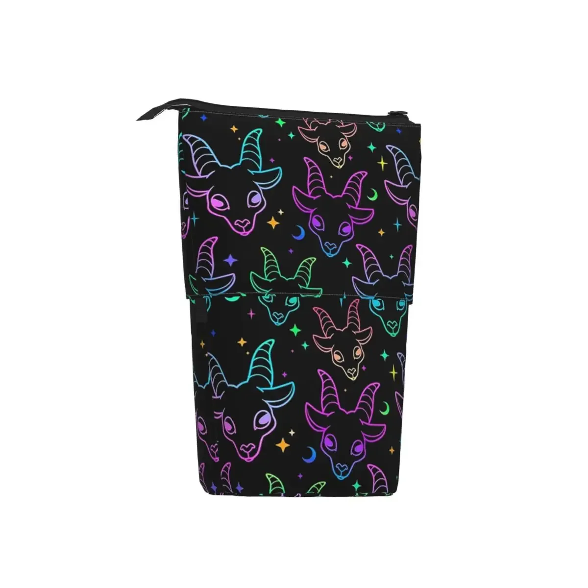 Little BaphometPastel Goth Kawaii Pastel Creepy Reversible Pencil Cases Pen Holder StoragePencil Bag for Students Gifts